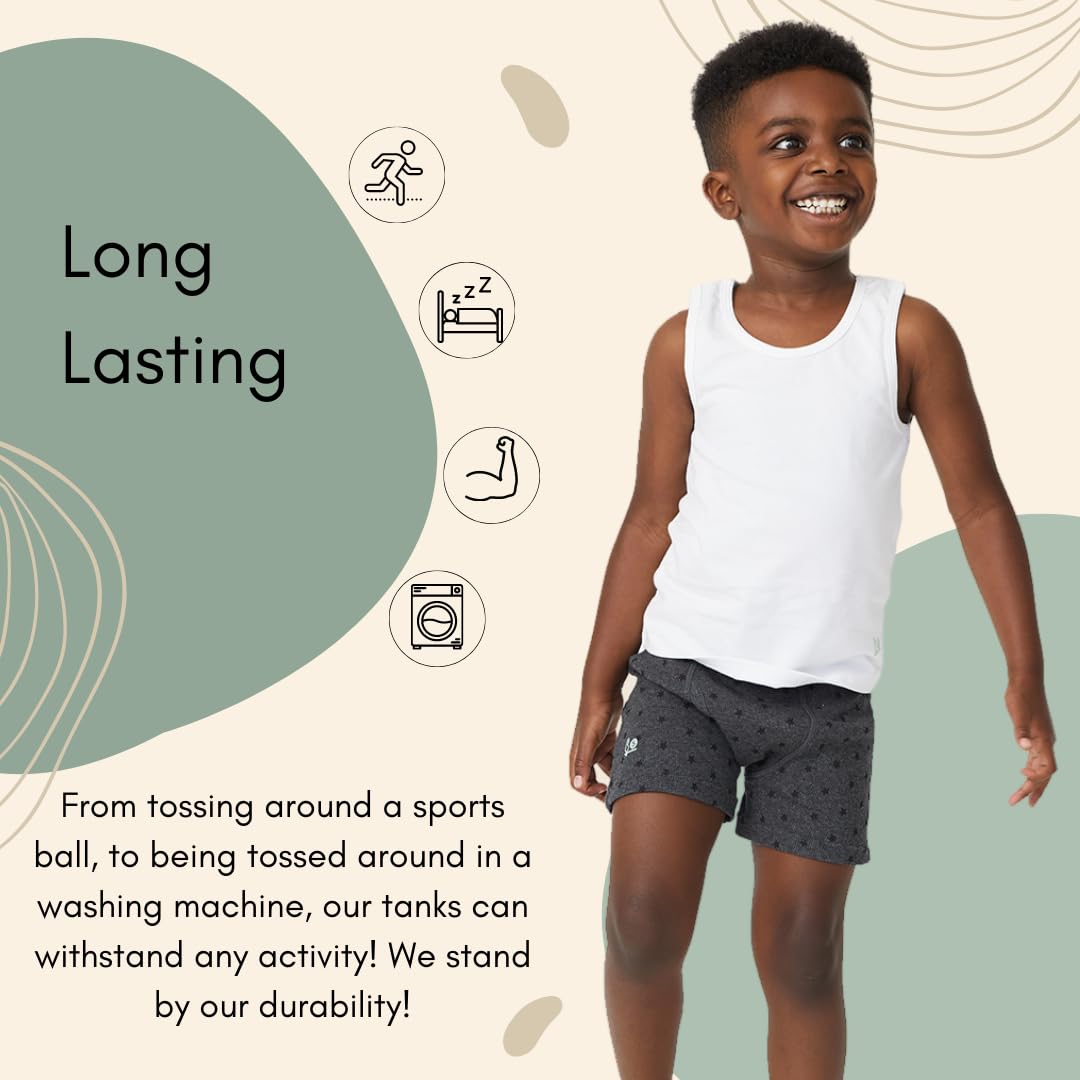 Feathers Boys White Tank Top 100% Cotton Tagless Undershirts 3-Pack - Image 4