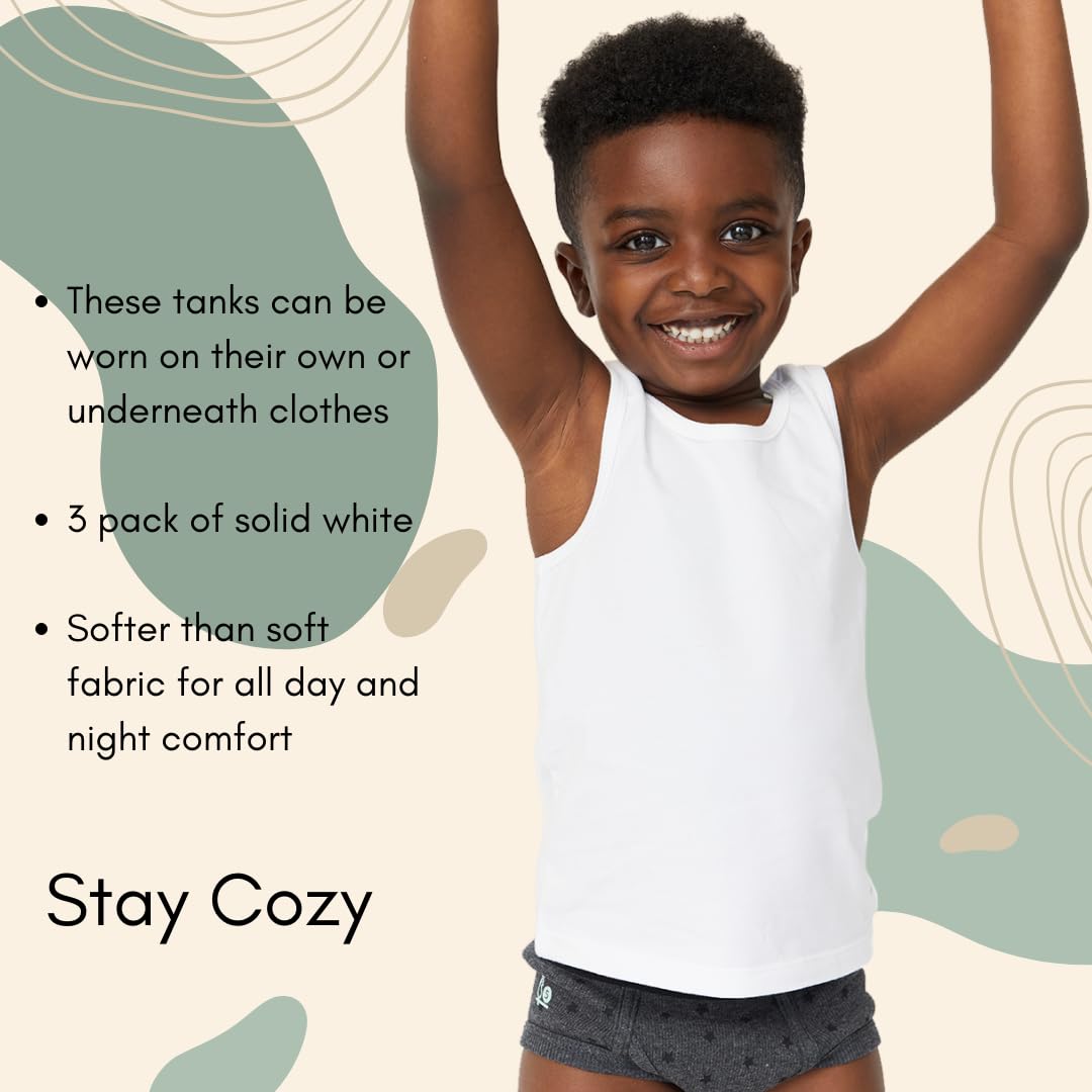 Feathers Boys White Tank Top 100% Cotton Tagless Undershirts 3-Pack - Image 5
