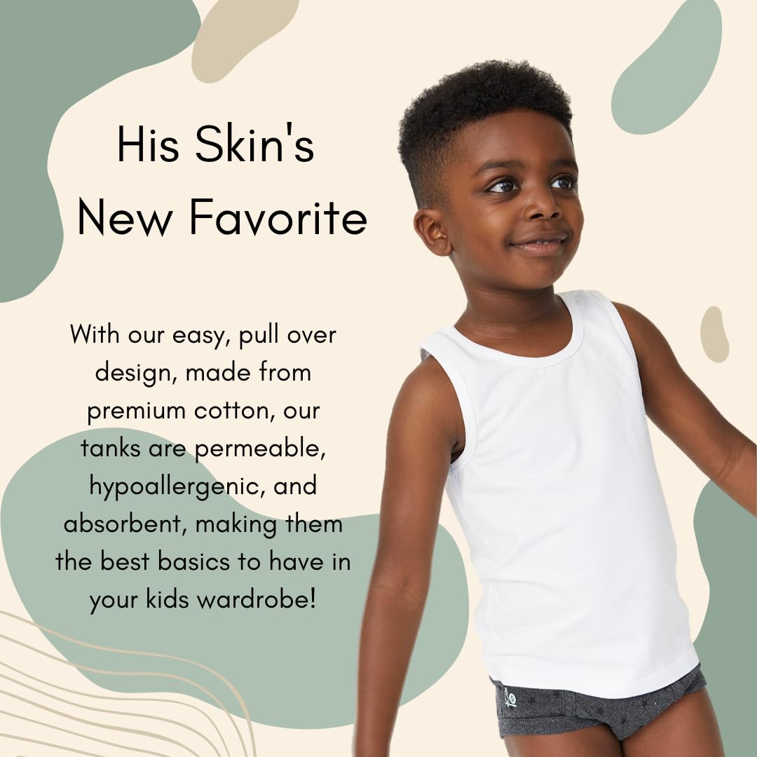 Feathers Boys White Tank Top 100% Cotton Tagless Undershirts 3-Pack - Image 6