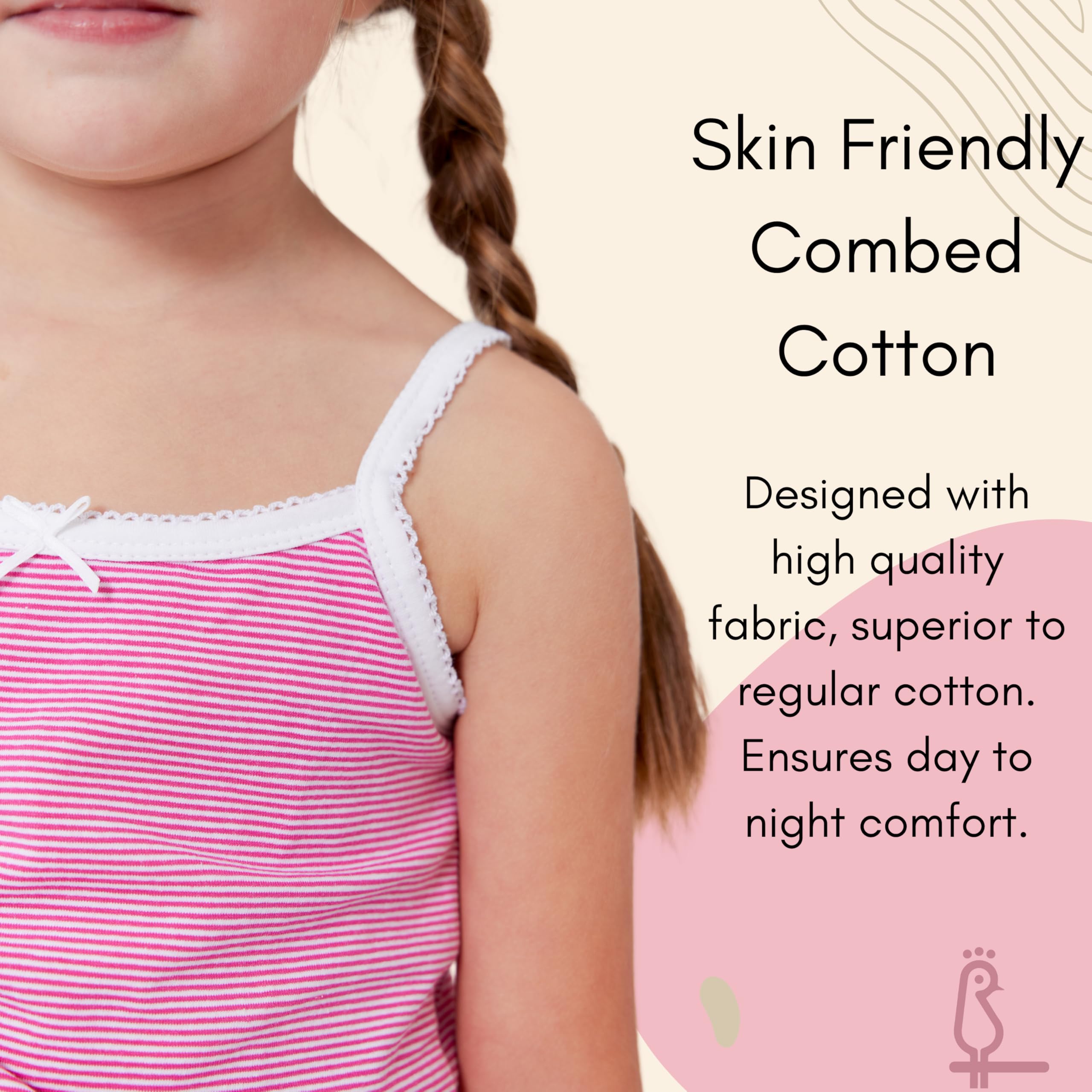 Feathers Girls and Toddler Undershirts - Kids Camisoles - Super Soft Cotton - Image 5