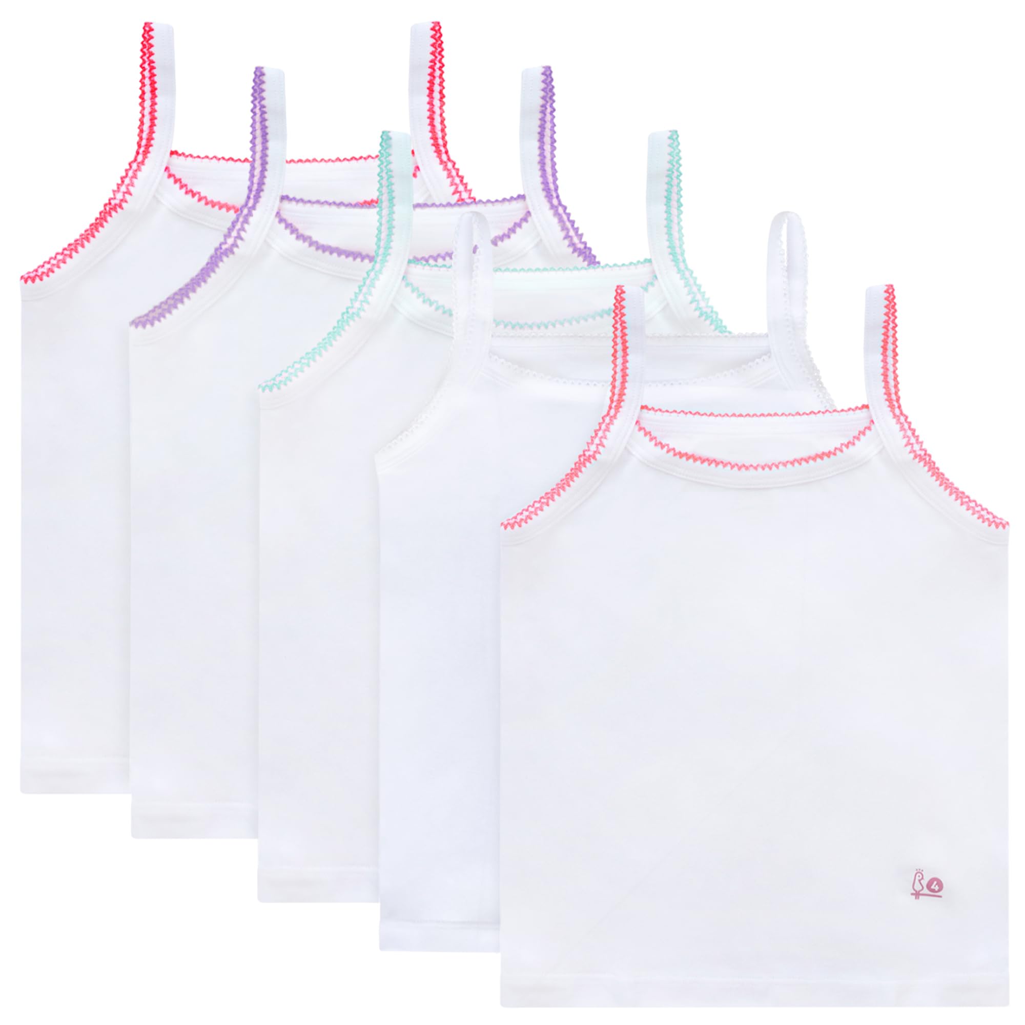 Feathers Girls Undershirts Tagless Camisoles - 5 pk Super Soft Cotton Cami Girls Tank Tops - Image 7