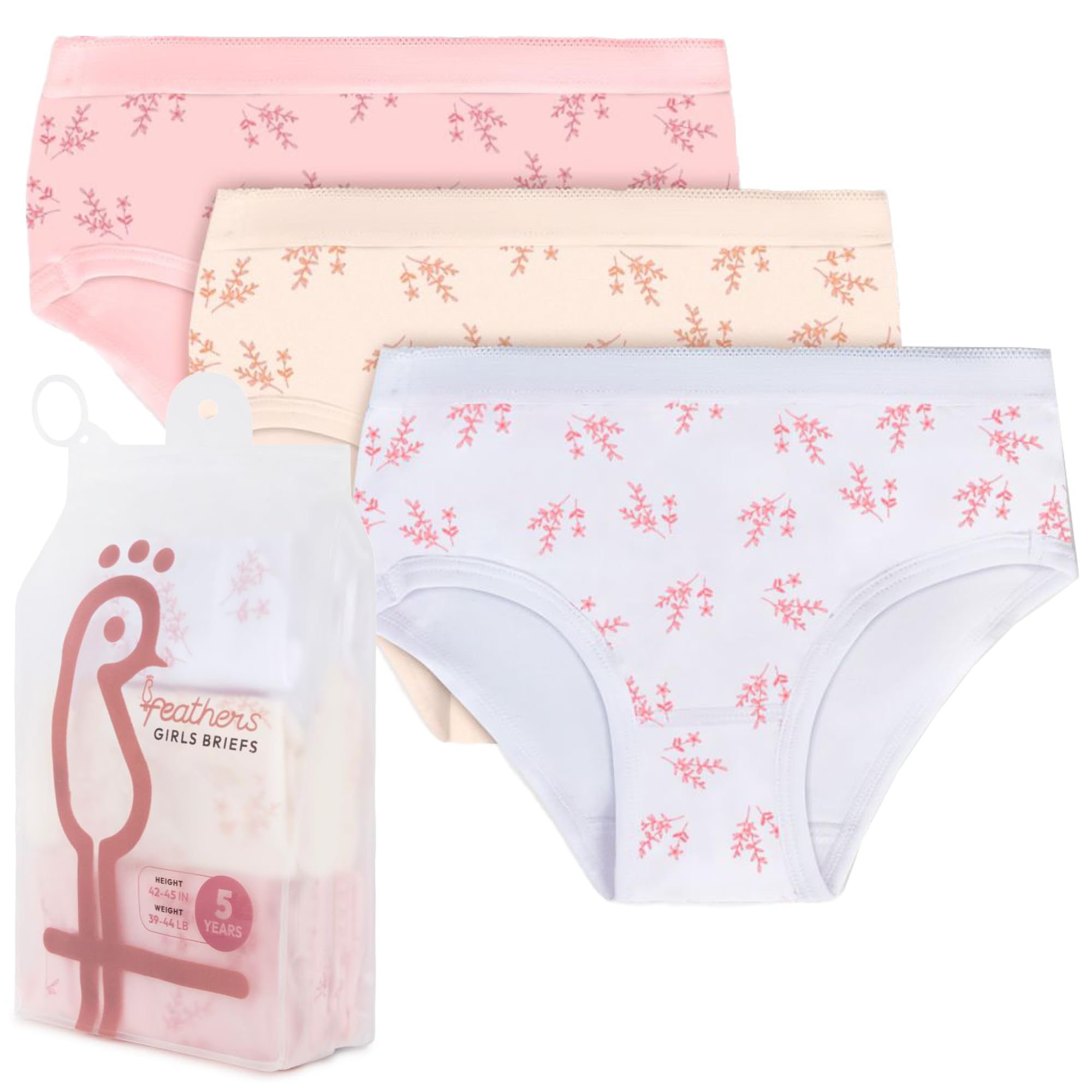 Feathers Leafy Print Snug Tagless Cotton Underwear – Girls Underwear Briefs Super Soft Panties (3 Pack) - Image 6