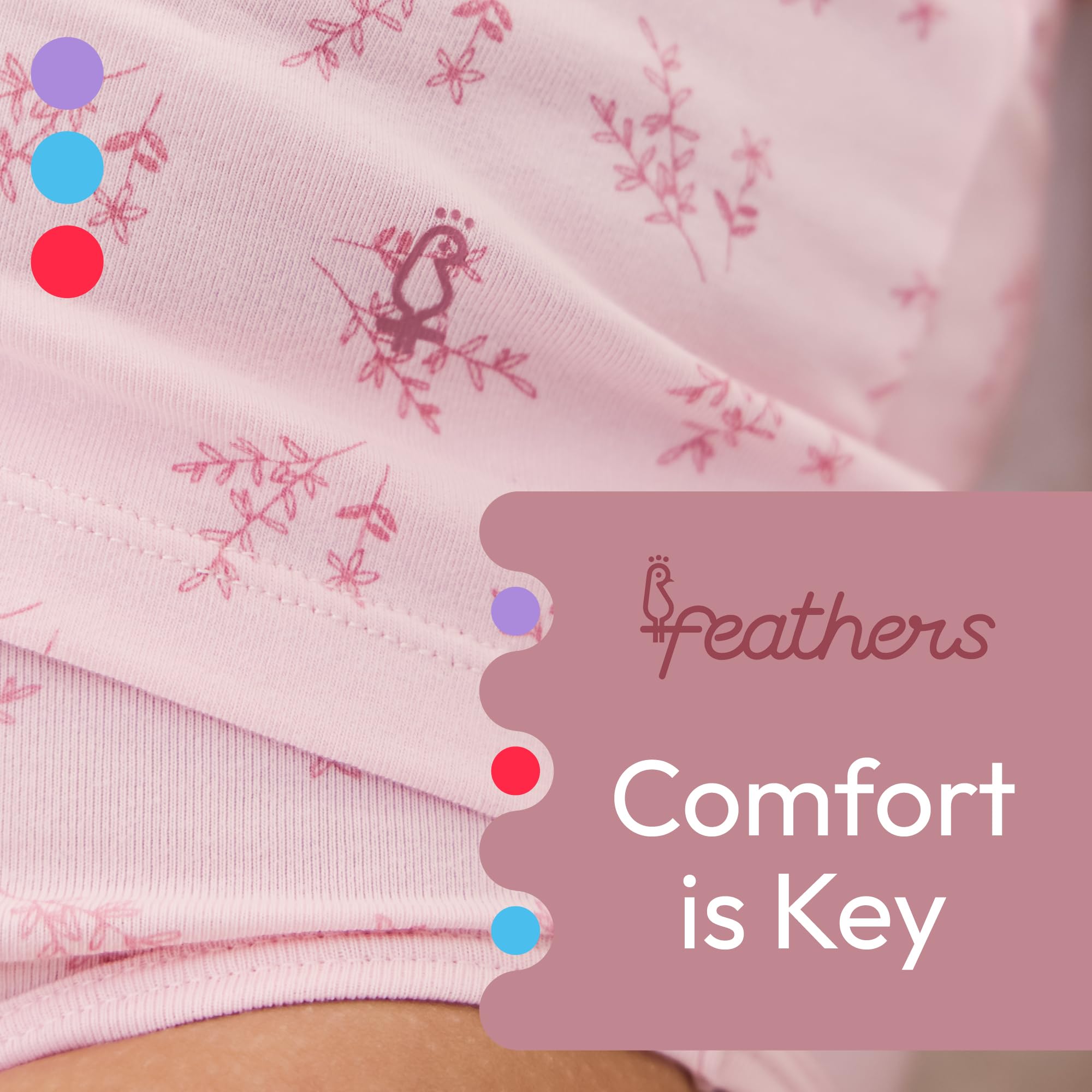 Feathers Leafy Print Snug Tagless Cotton Underwear – Girls Underwear Briefs Super Soft Panties (5 Pack) - Image 4