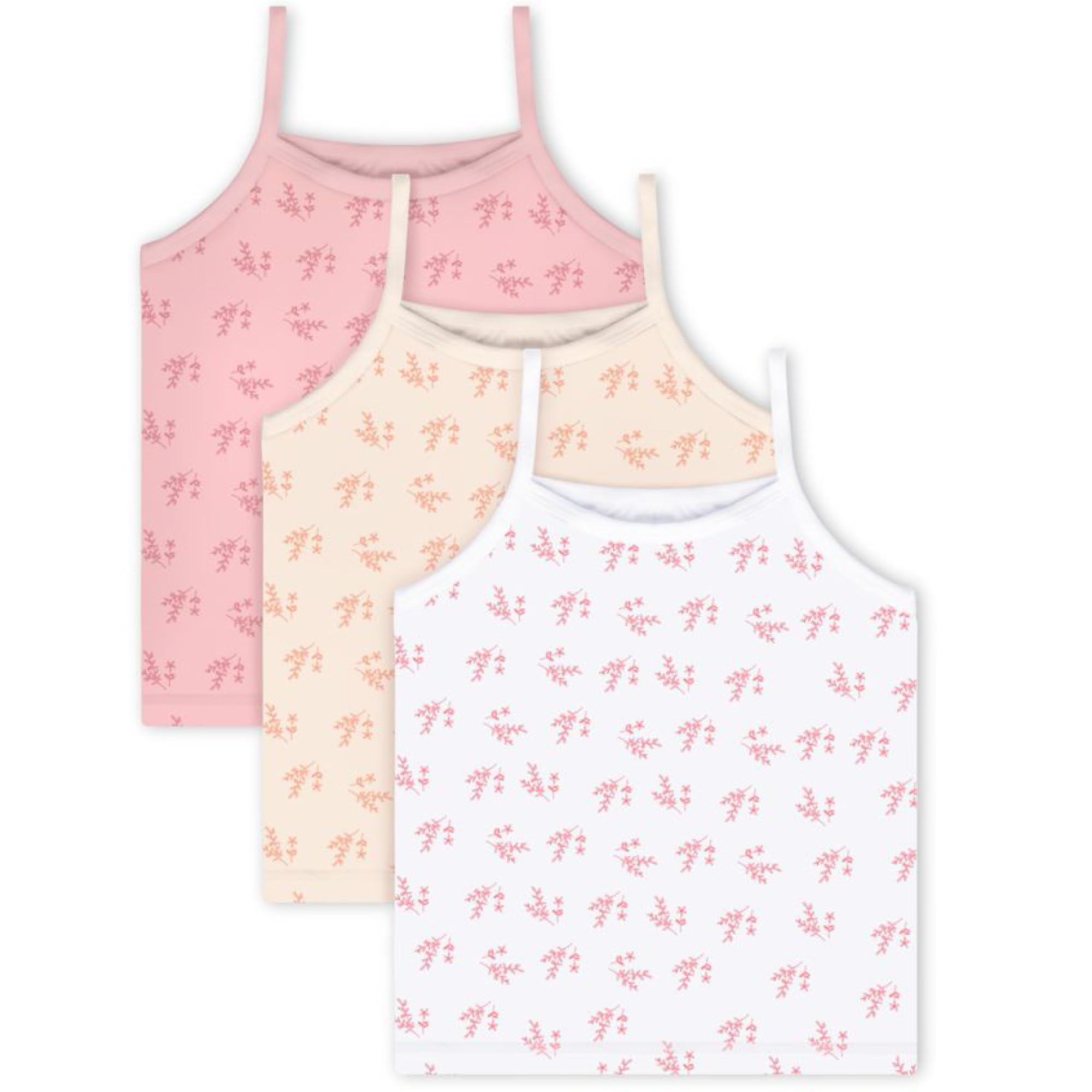 Feathers Leafy Style Super Soft Girls Undershirts Tagless Camisoles – Cotton Cami Girls Tank Tops (3 Pack) - Image 7
