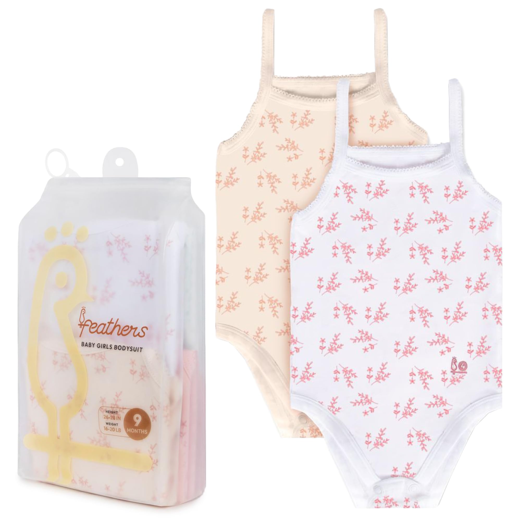 Feathers Leafy Style Tank Top Bodysuits Baby Girl Undershirts – Super Soft One-Piece for Toddler (2 Pack) - Image 6