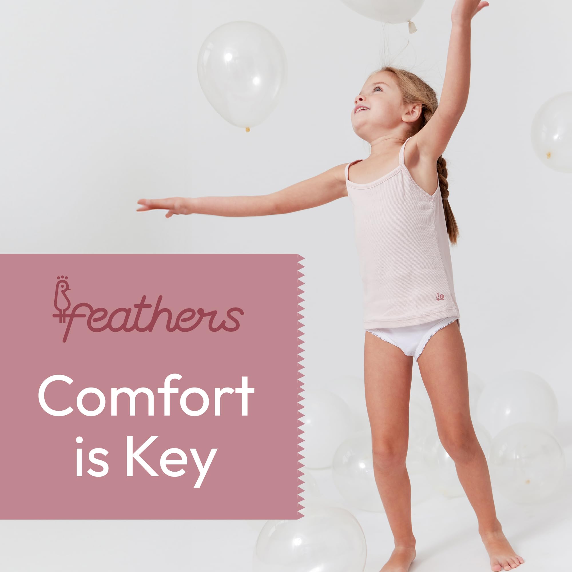 Feathers Solid White Snug Tagless Super Soft Cotton Underwear - Girls Underwear Briefs Panties 5-Pack (White) - Image 4