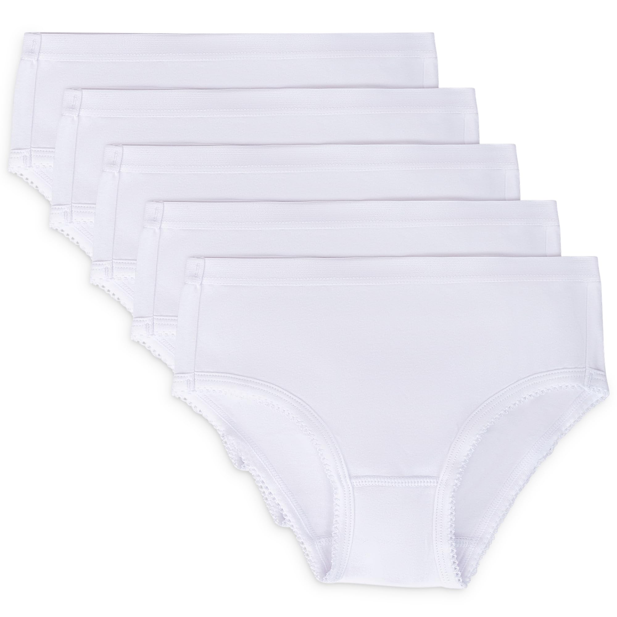 Feathers Solid White Snug Tagless Super Soft Cotton Underwear - Girls Underwear Briefs Panties 5-Pack (White) - Image 7