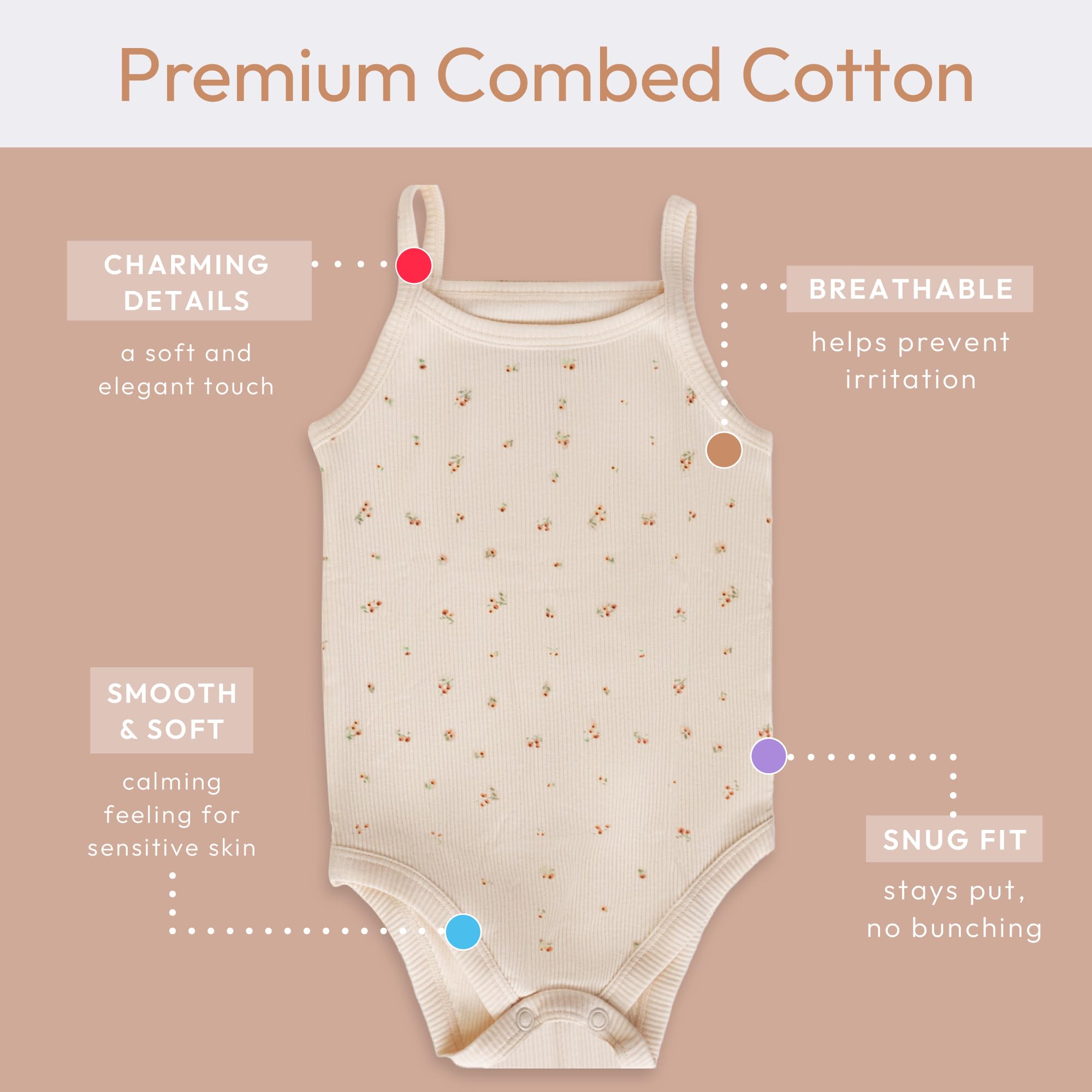 Feathers Super Soft Cotton Tank Top Baby Girl Undershirts – One-Piece Toddler Bodysuit (2 Pack) - Image 3