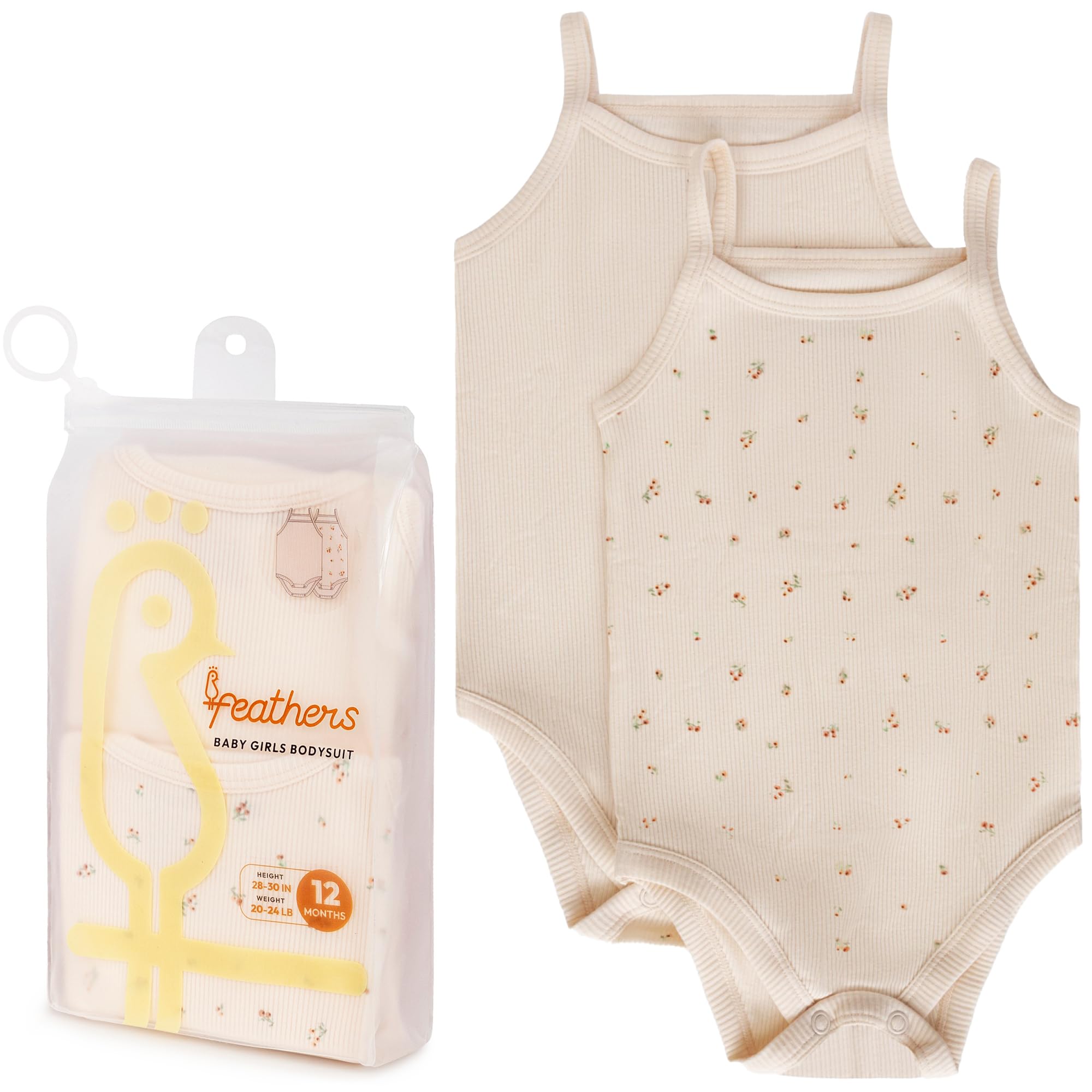 Feathers Super Soft Cotton Tank Top Baby Girl Undershirts – One-Piece Toddler Bodysuit (2 Pack) - Image 6