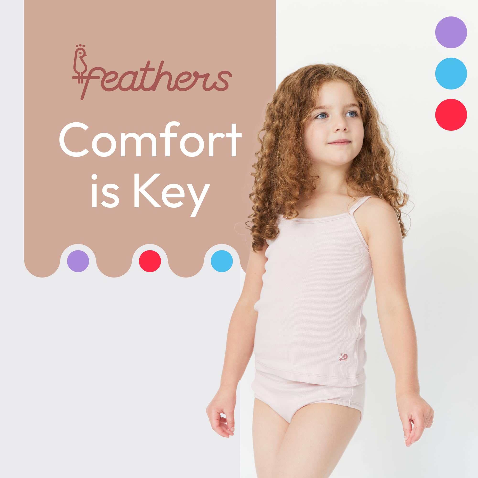 Feathers Super Soft Girls Undershirts Tagless Camisoles – Cotton Cami Girls Tank Tops (3 Pack) - Image 5