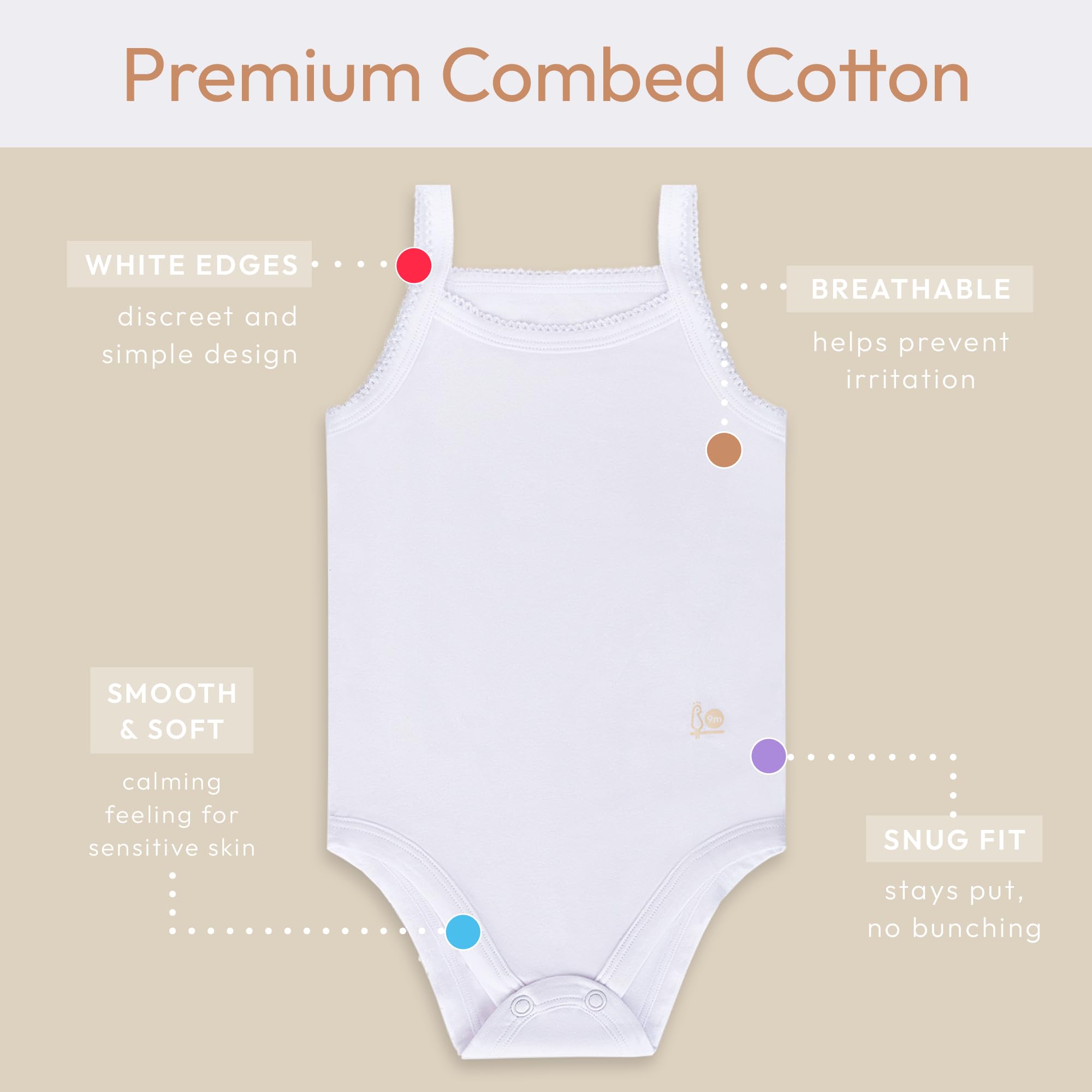 Feathers Tank Top Baby Girl Undershirts - Super Soft Cotton One-Piece Toddler Bodysuit (4 Pack) (White) - Image 3