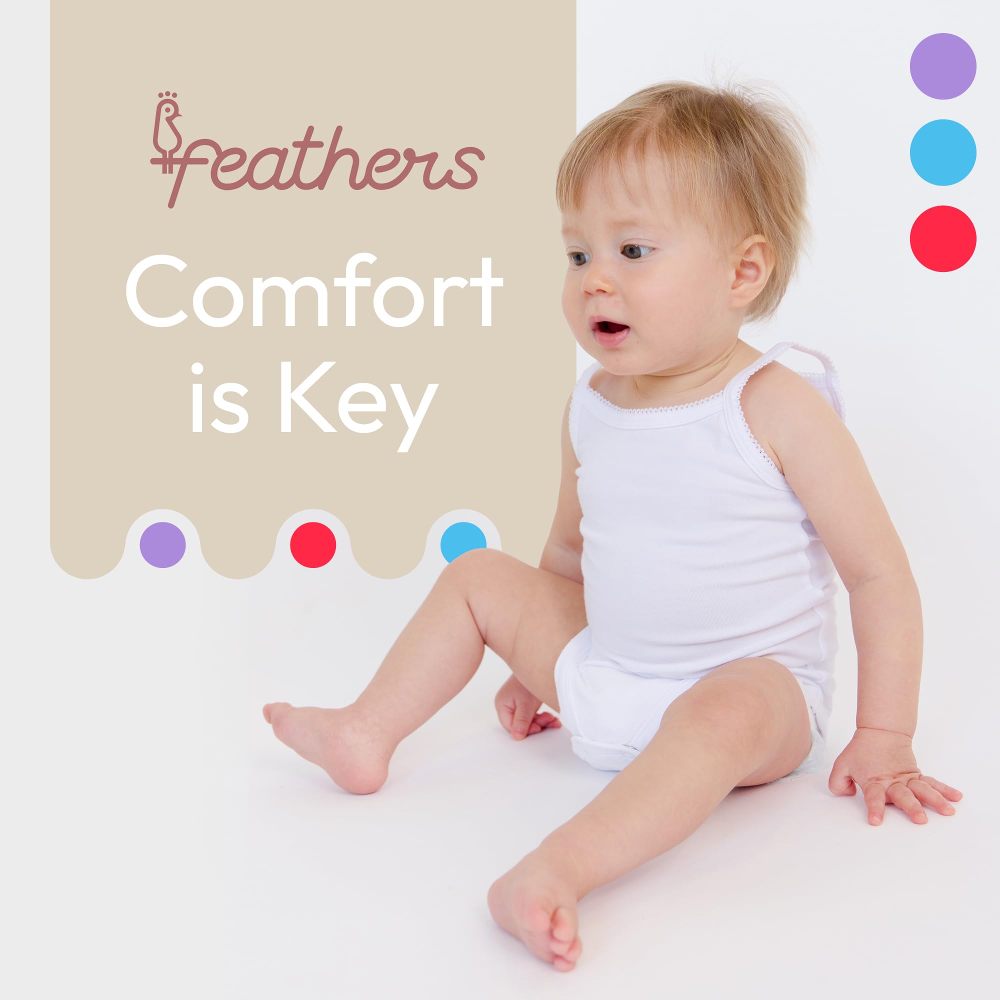 Feathers Tank Top Baby Girl Undershirts - Super Soft Cotton One-Piece Toddler Bodysuit (4 Pack) (White) - Image 5