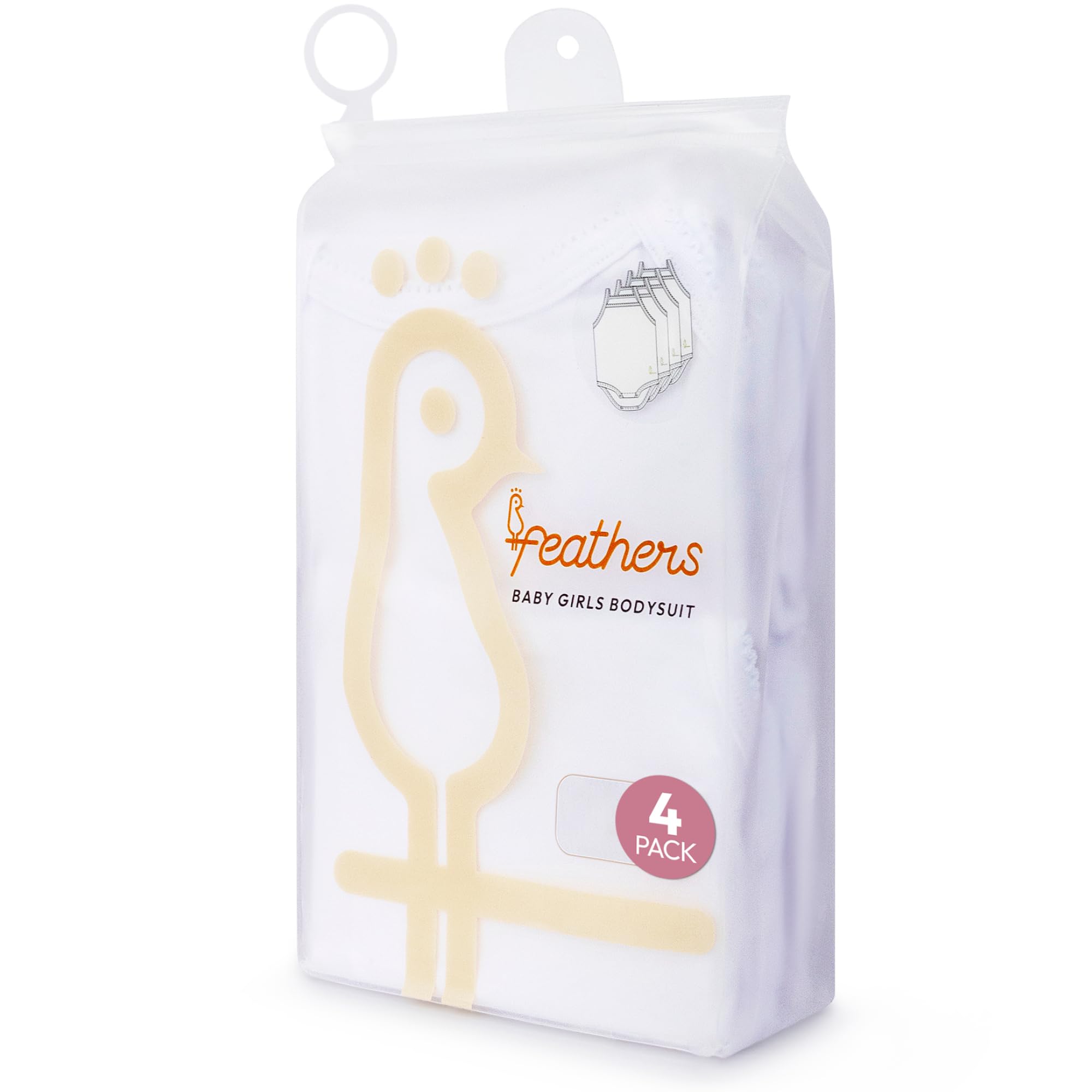 Feathers Tank Top Baby Girl Undershirts - Super Soft Cotton One-Piece Toddler Bodysuit (4 Pack) (White) - Image 6