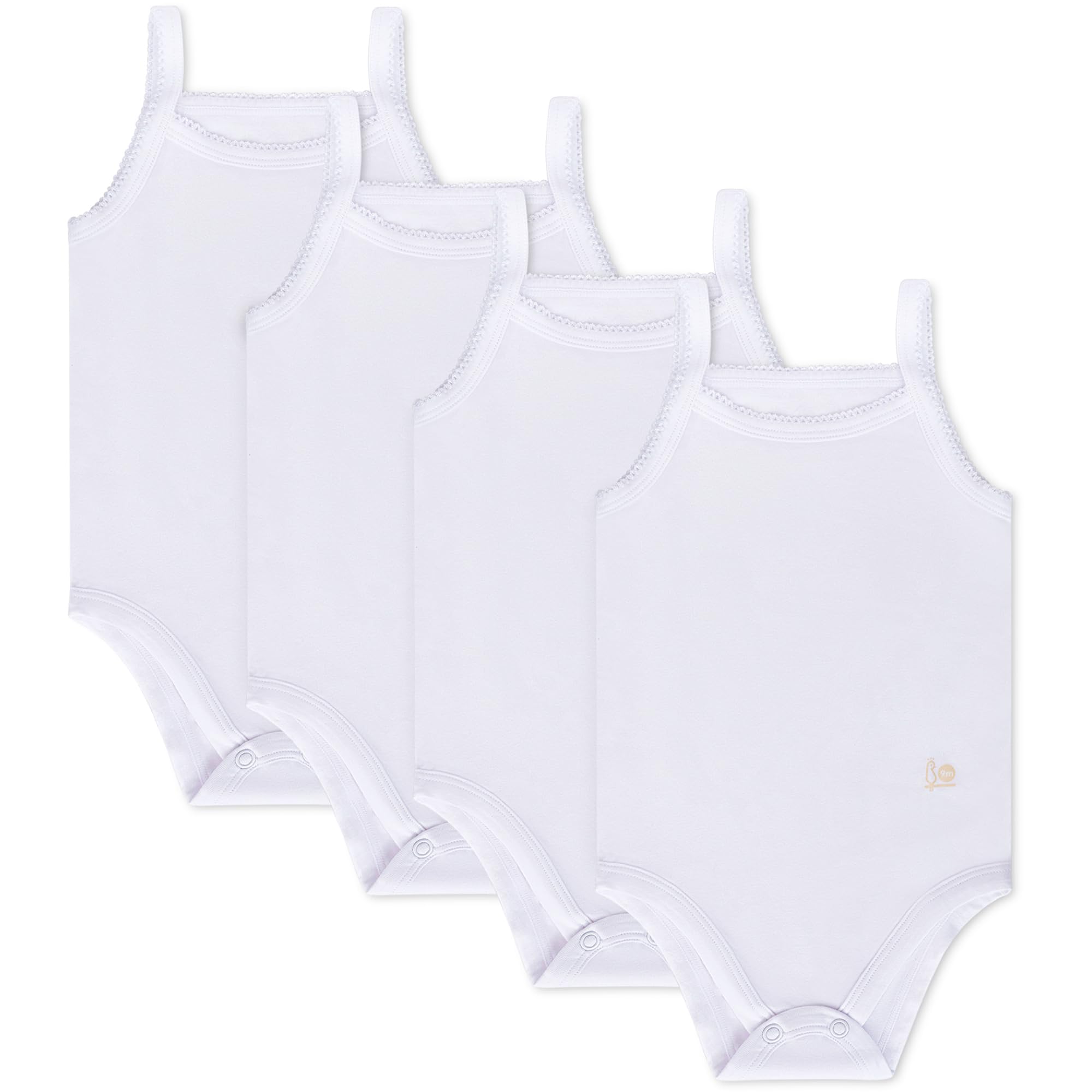 Feathers Tank Top Baby Girl Undershirts - Super Soft Cotton One-Piece Toddler Bodysuit (4 Pack) (White) - Image 8