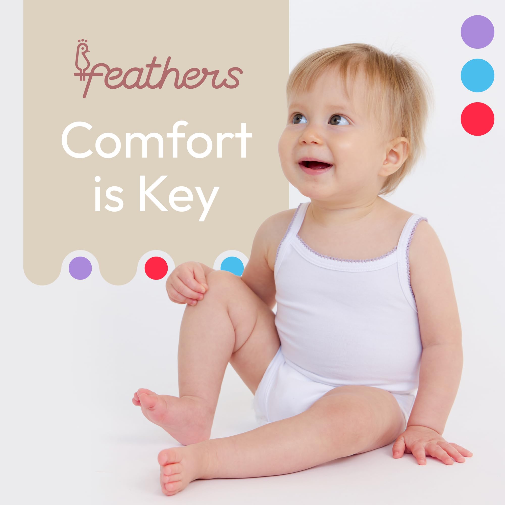 Feathers Tank Top Baby Girl Undershirts - Super Soft Cotton One-Piece Toddler Bodysuit (4 Pack) (Multicolor) - Image 5