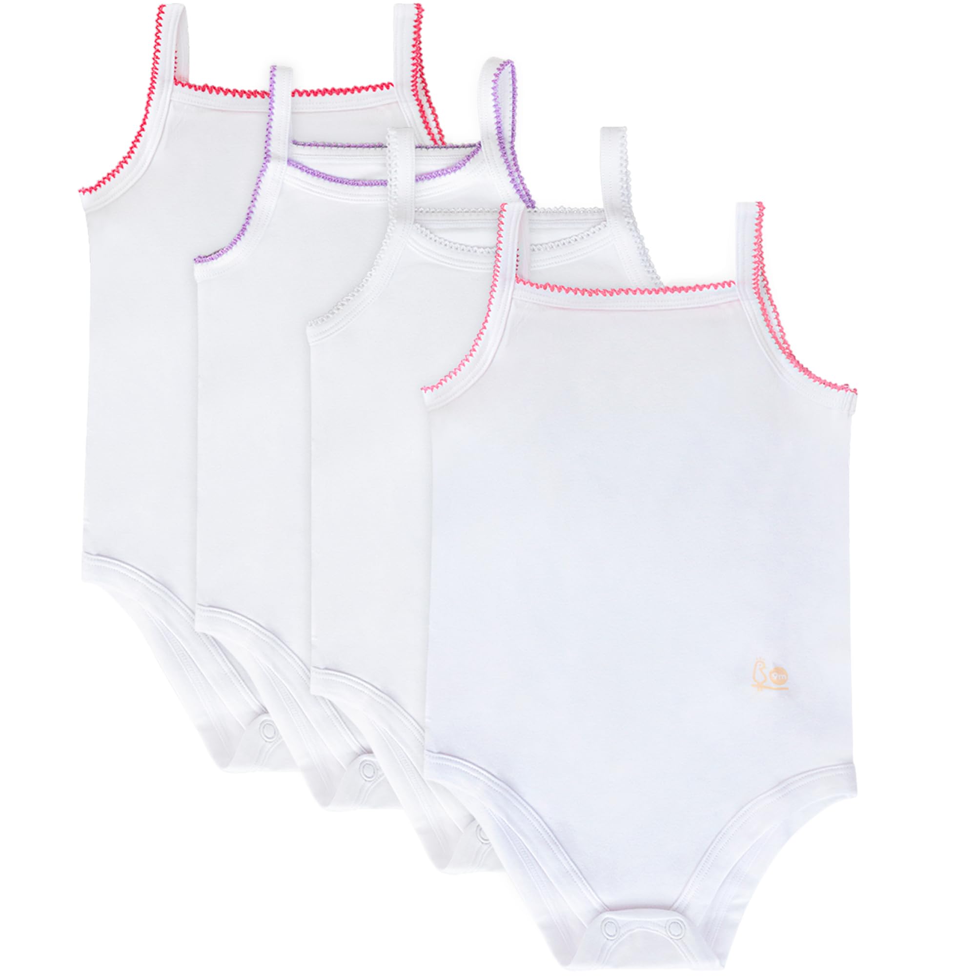 Feathers Tank Top Baby Girl Undershirts - Super Soft Cotton One-Piece Toddler Bodysuit (4 Pack) (Multicolor) - Image 8