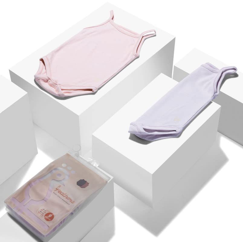 Feathers Tank Top Bodysuits for Baby Girl (2 Pack) Super Soft One-Piece Toddler Bodysuit - Image 5